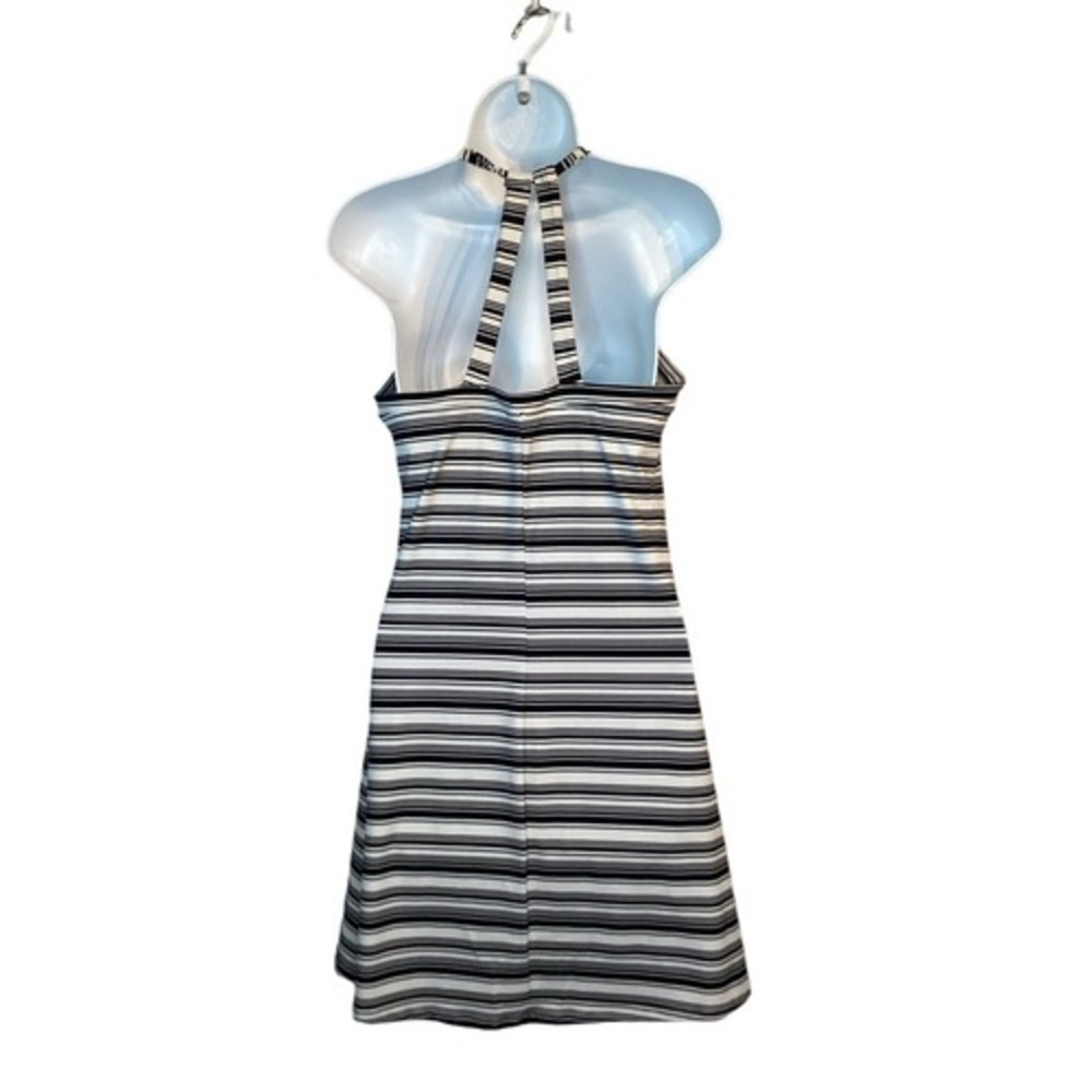 Peace & Pearls Helena Halter Dress Women Small Black White Stripe NWT PLD0089A - Picture 2 of 8